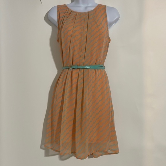 Pants Store Women’s Coral Striped Dress with Belt! - Picture 2 of 7